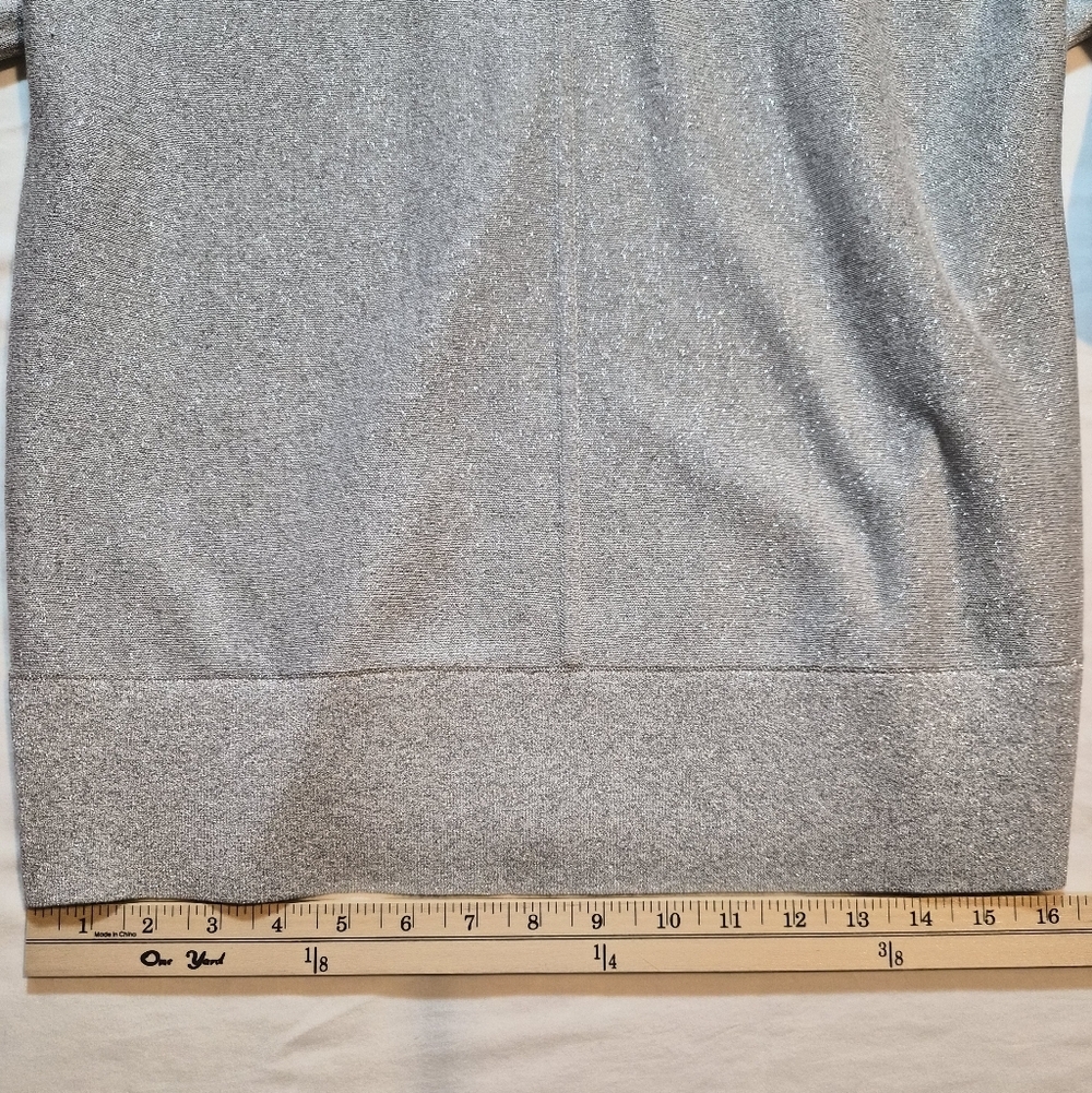 Talbots Petite Silver Metallic Shimmer Knit Top - Size XLP - Picture 8 of 9